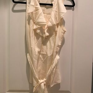 Banana republic cream ruffle blouse with tie